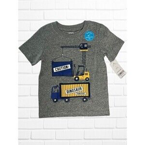 Carter's Boys 24M Trucks‎ Dinosaur Construction Tee Top Gray T-shirt